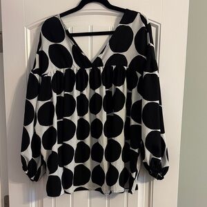 Ces Femme Black and White Polka Dot Blouse